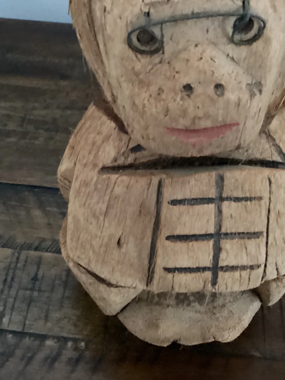 Vintage Souvenir Tiki Hawaiian Tropical Carved Coconut Monkey Figure